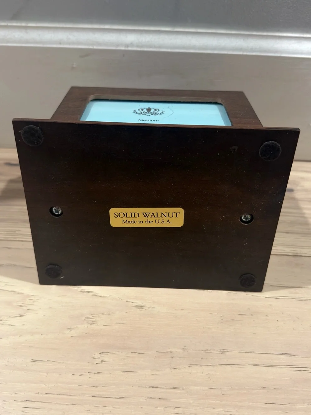 Classic Dark Brown Wooden Photo Urn with Front Frame
